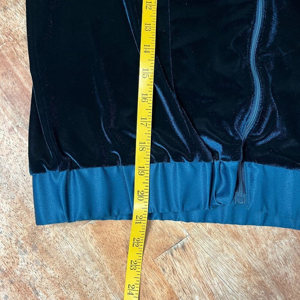 Coldwater Creek Velvet Satin Full Zip Jacket Womens S Petite Teal Bomber Gypsy - Picture 8 of 9